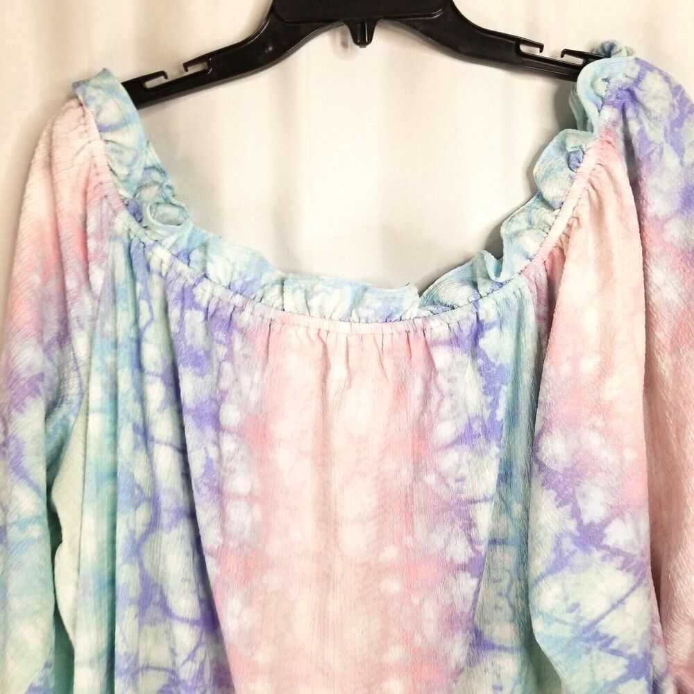 Attitudes By Renee Women's Top Tie Dye Textured Off Shoulder New Tags Size 2X